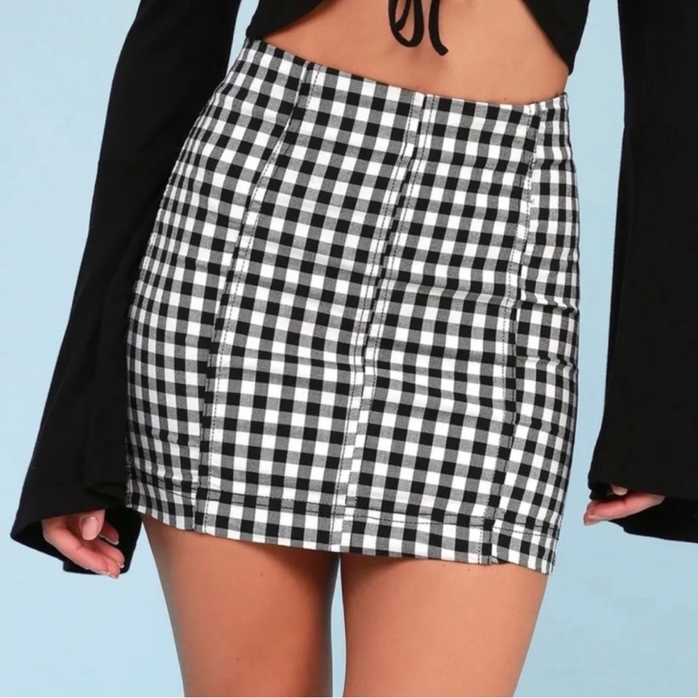 Free People Modern Femme Checkered Gingham Mini Skirt